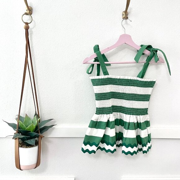 NWT Kate Spade Beach Time Stripe Smocked Top Green Bean Size XS - Picture 5 of 7
